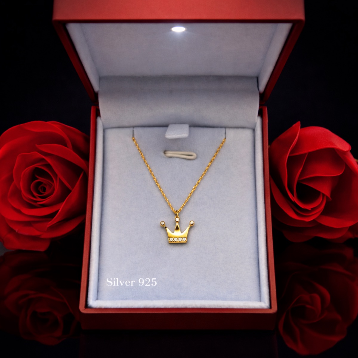 Γυναικείο κολιέ από ασήμι 925  σε κουτάκι με φως LED