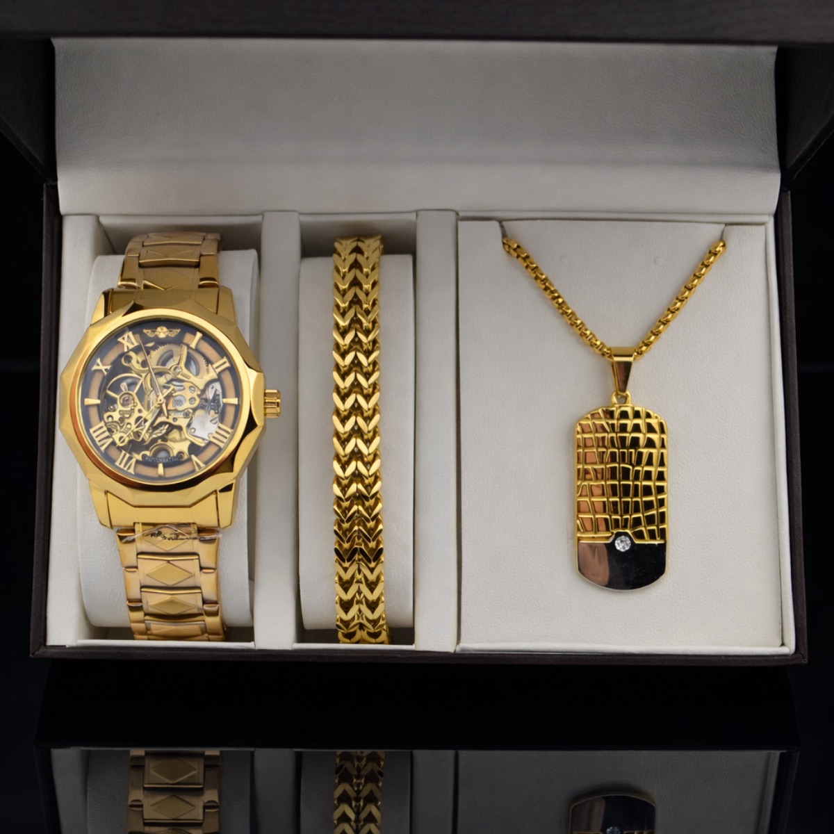 Σετ Ανδρικό ρολόι (μηχανικό) -χειροπέδα-ταυτότητα