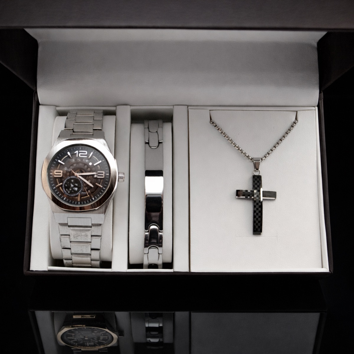 Σετ Ανδρικό ρολόι -χειροπέδα-σταυρός