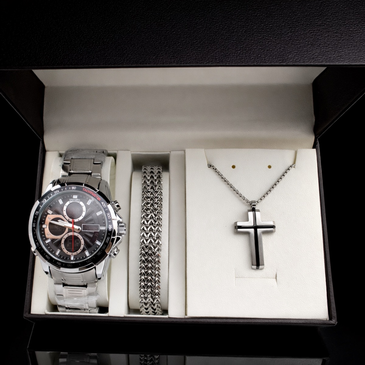 Σετ Ανδρικό-ρολόι ( αδιάβροχο ) - χειροπέδα -σταυρός