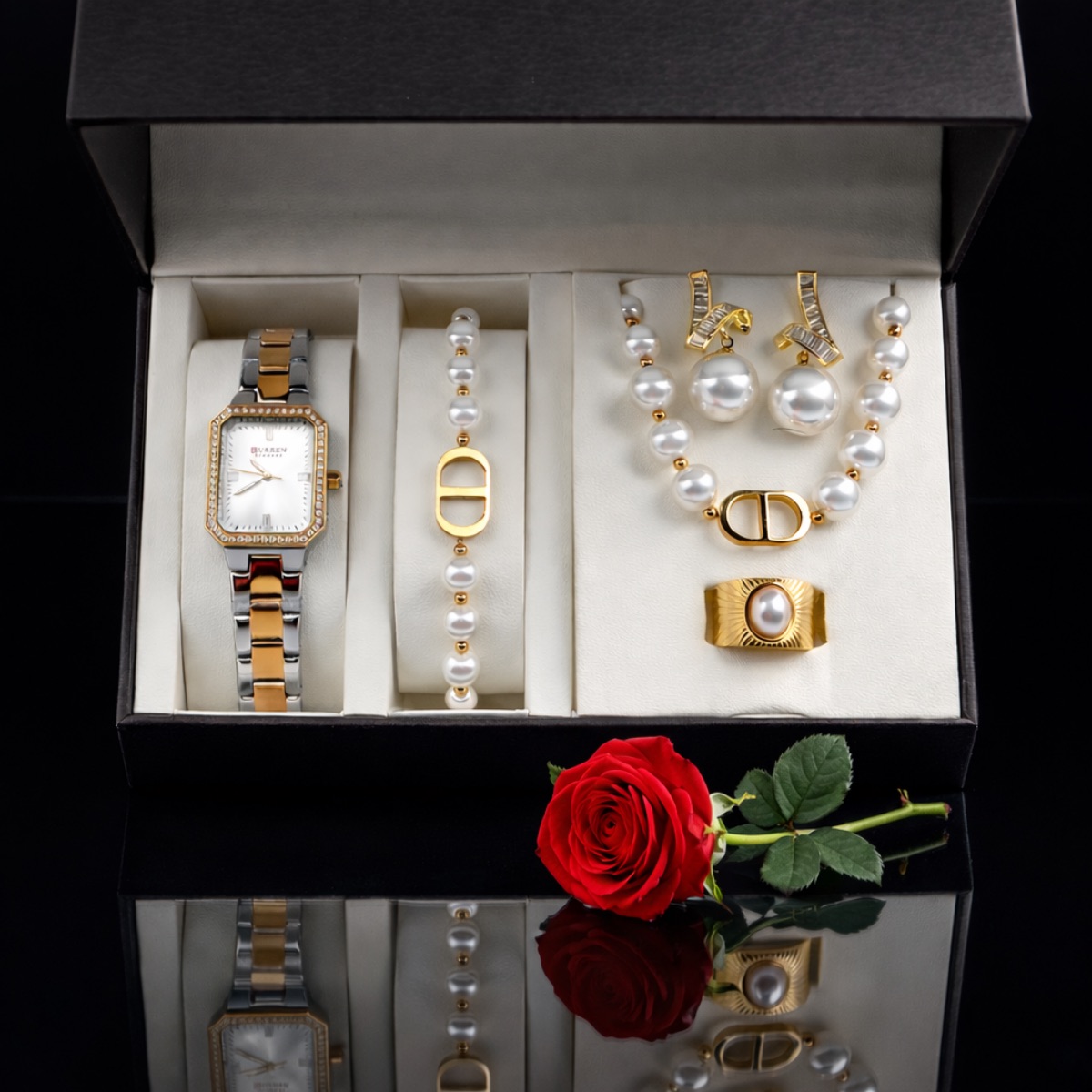 Σετ γυναικείο φίδι ( ρολόι - βραχιόλι-κολιέ-δαχτυλίδι ( one size ) -σκουλαρίκια )