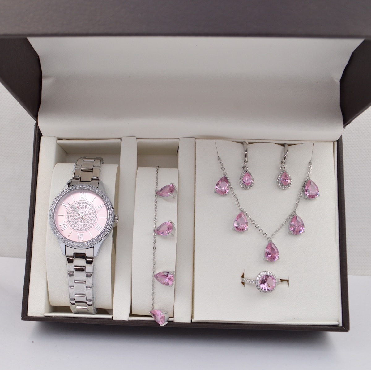 Σετ γυναικείο  ( ρολόι -βραχιόλι - κολιέ-δαχτυλίδι ( one size ) -σκουλαρίκια )