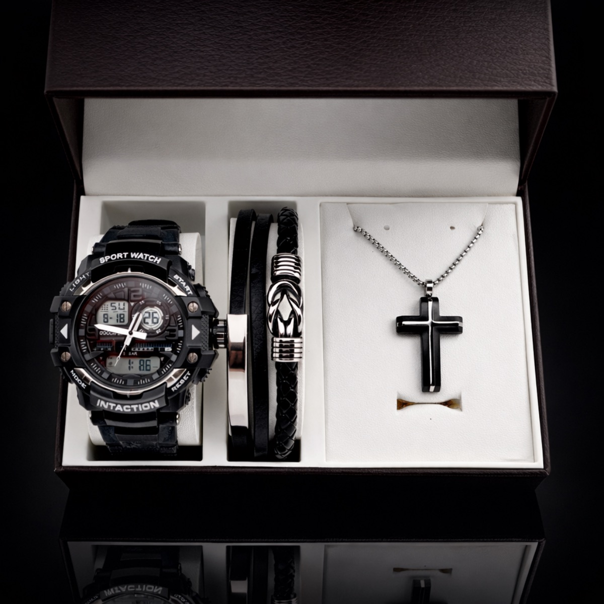 Σετ Ανδρικό ρολόι - τριπλή σειρά χειροπέδα-σταυρός