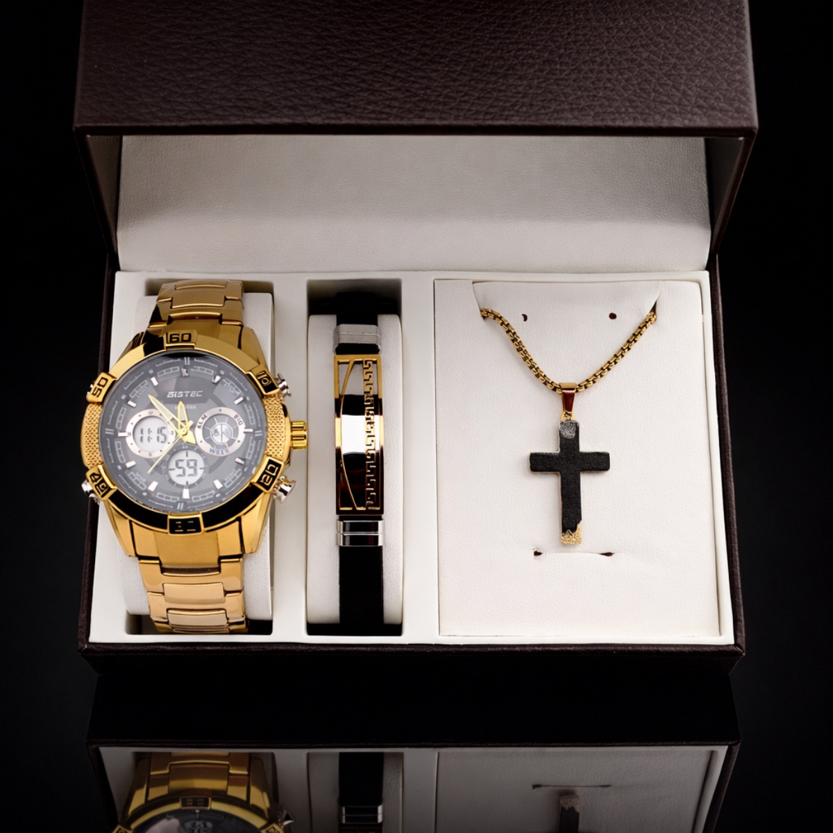 Σετ Ανδρικό ρολόι ( αδιάβροχο) - χειροπέδα-σταυρός