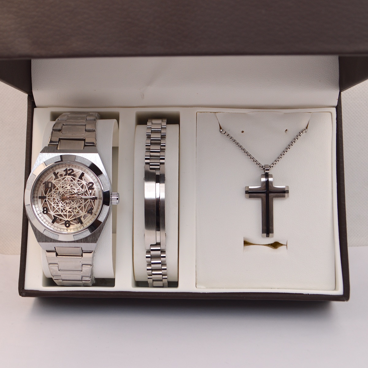Σετ Ανδρικό ρολόι (μηχανικό)-χειροπέδα-σταυρός