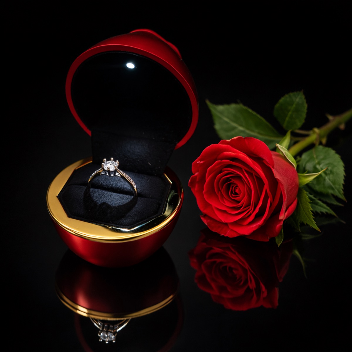 Δαχτυλίδι μονόπετρο από ασήμι 925 και πέτρες ζιργκόν (one size )σε κουτάκι με φώς LED