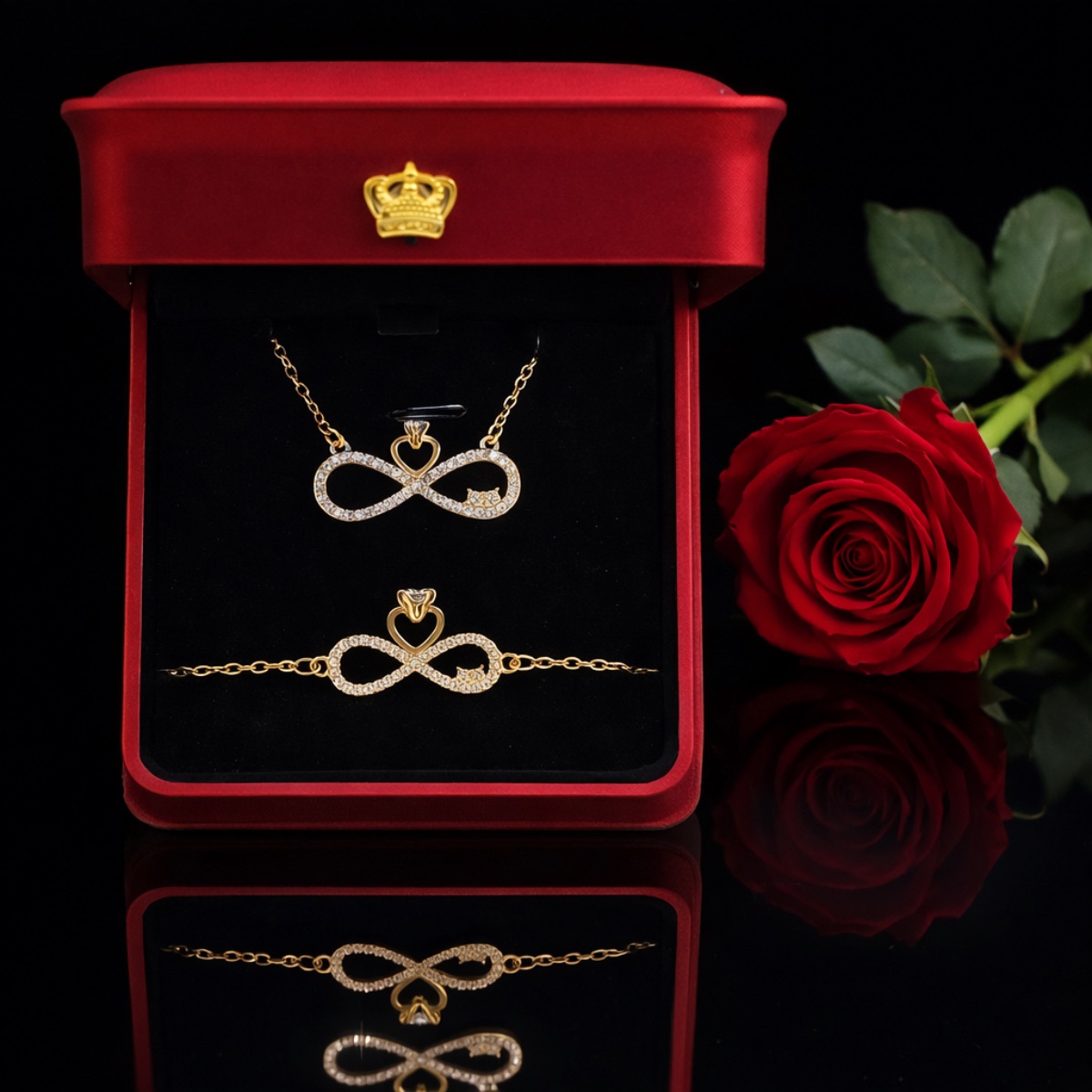 Γυναικείο σετ  κολιέ και βραχιόλι σε κουτάκι με φώς led