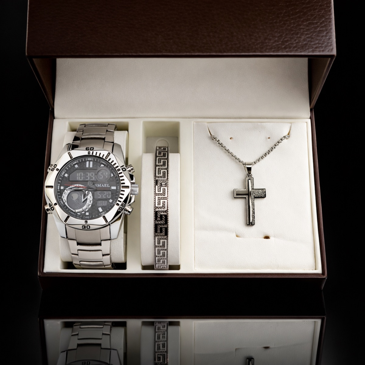 Σετ Ανδρικό-ρολόι ( αδιάβροχο ) - χειροπέδα -σταυρός