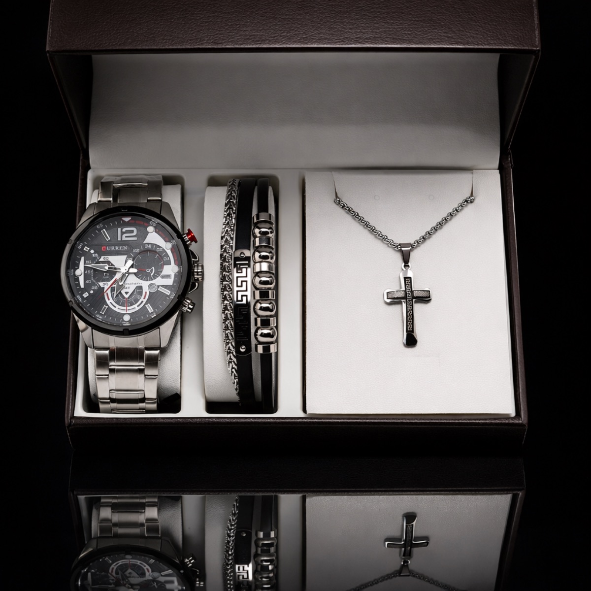 Σετ Ανδρικό-ρολόι ( αδιάβροχο ) -χειροπέδα -σταυρός
